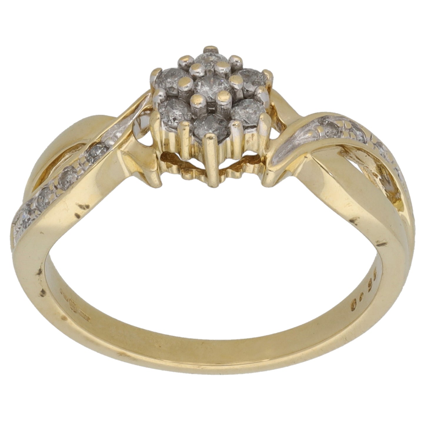 9ct Gold 0.29ct Diamond Dress/Cocktail Ring Size M