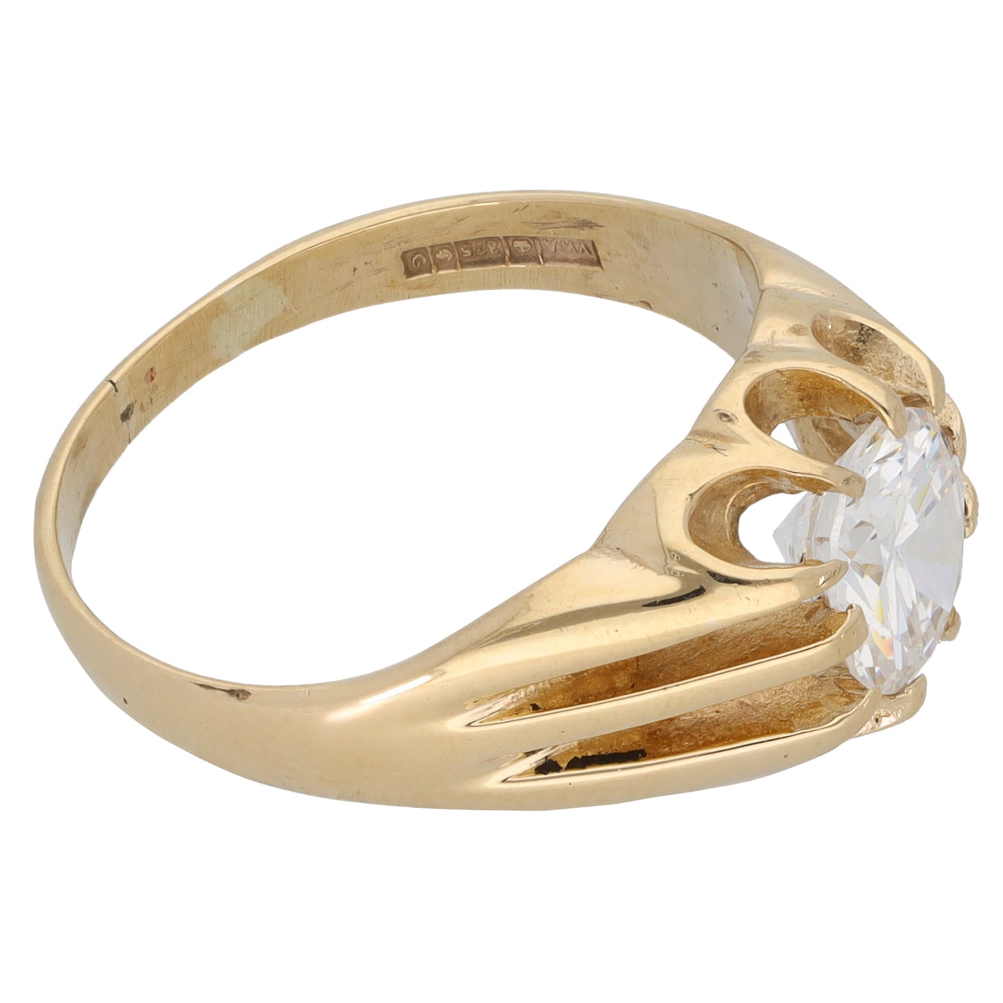 9ct Gold Cubic Zirconia Single Stone Ring Size P