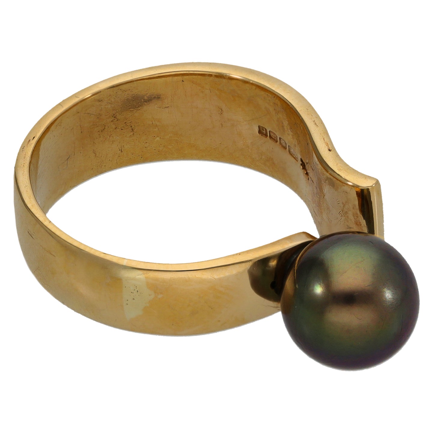 9ct Gold Cultured Pearl Dress/Cocktail Ring Size O