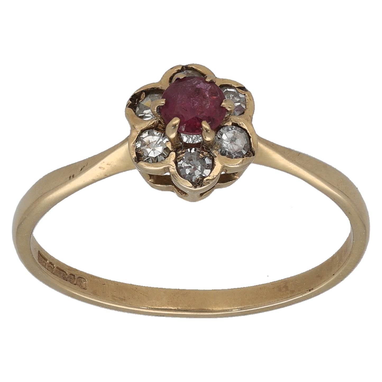 9ct Gold 0.18ct Diamond & Ruby Dress/Cocktail Ring Size N