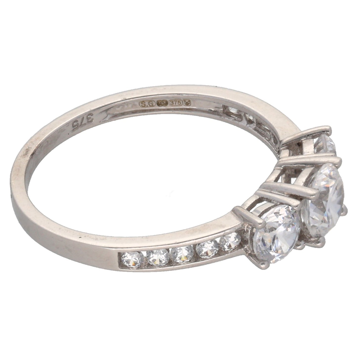 9ct White Gold Cubic Zirconia Dress/Cocktail Ring Size M
