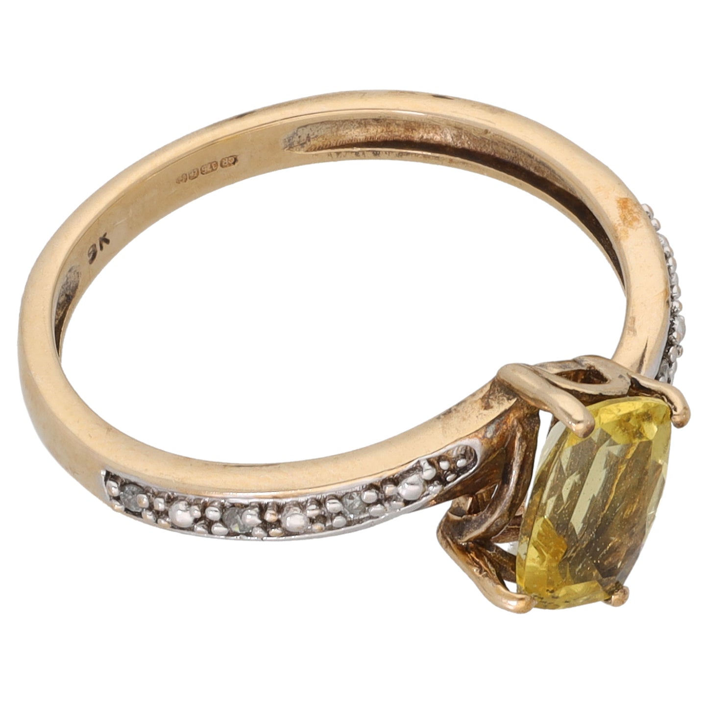 9ct Gold 0.03ct Diamond & Beryl Dress/Cocktail Ring Size N