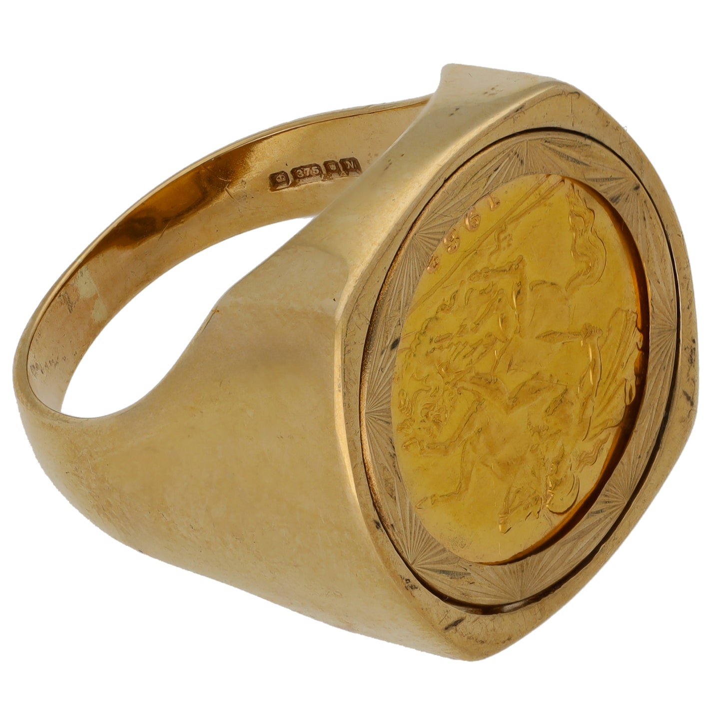 9ct Gold Half Sovereign Coin Ring Size U