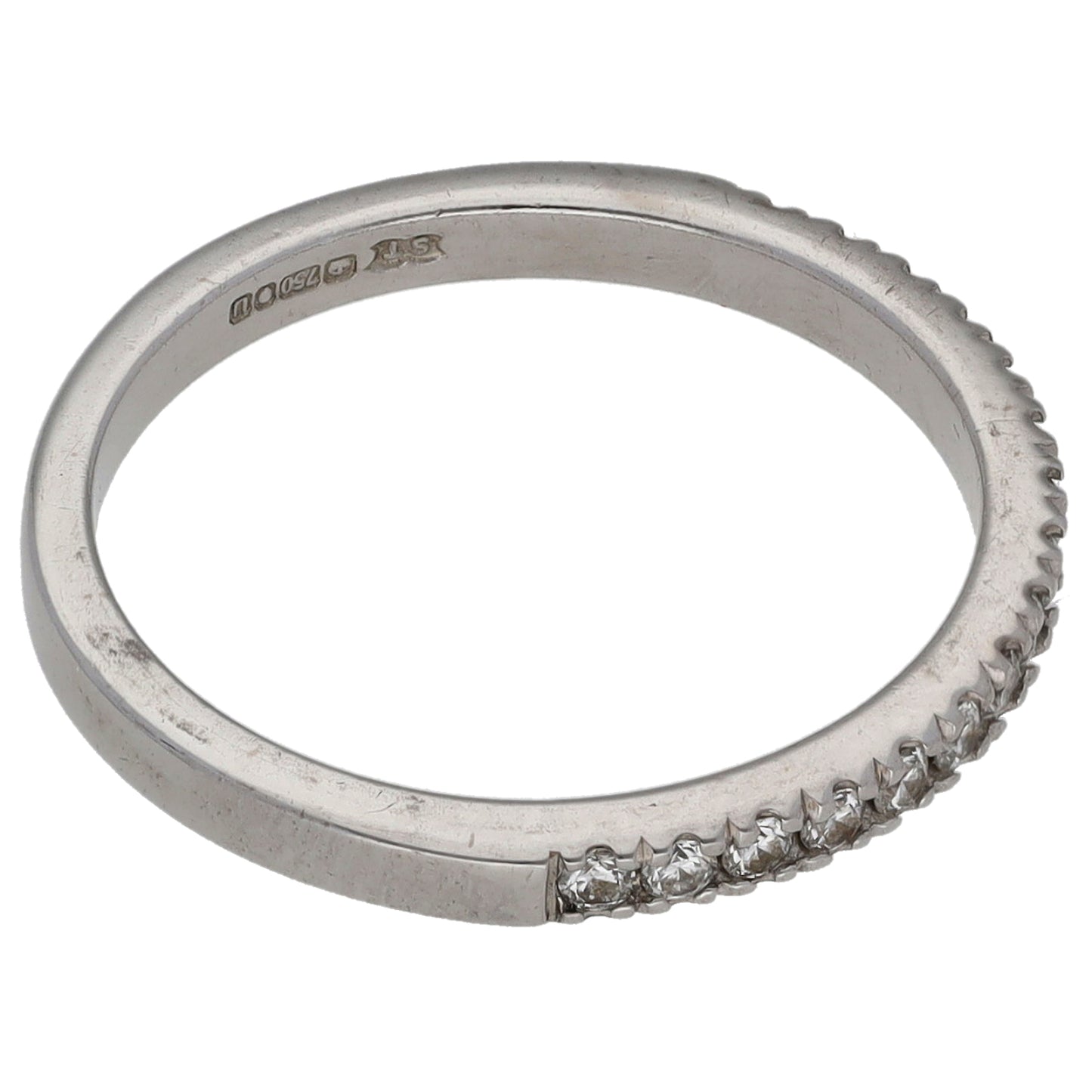 18ct White Gold 0.16ct Diamond Half Eternity Ring Size K