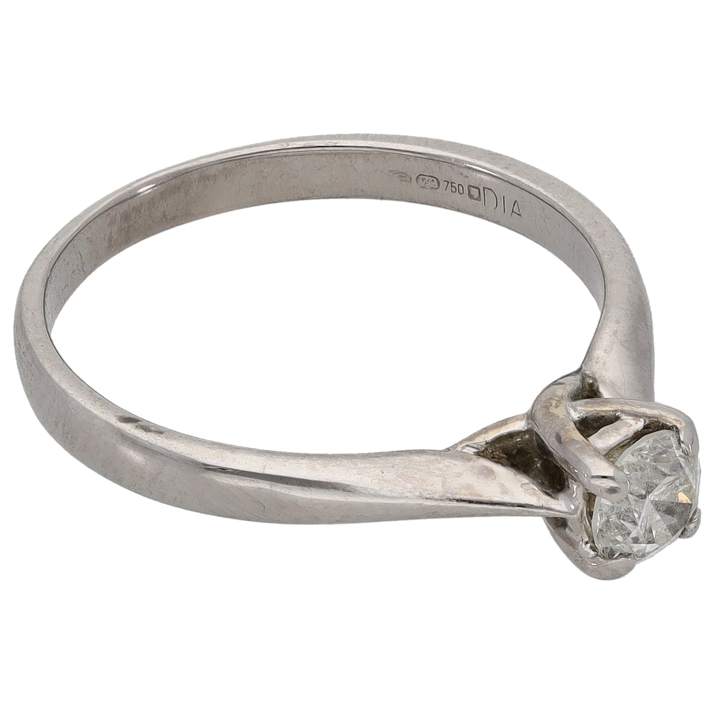 18ct White Gold 0.33ct Diamond Solitaire Ring Size M
