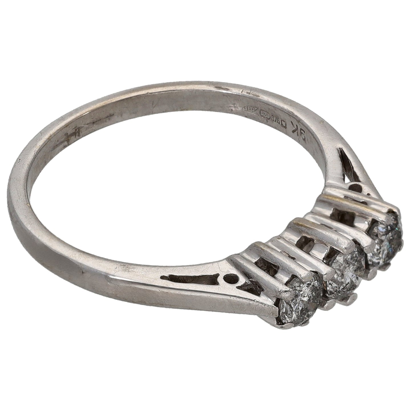 9ct White Gold 0.50ct Diamond Trilogy Ring Size P