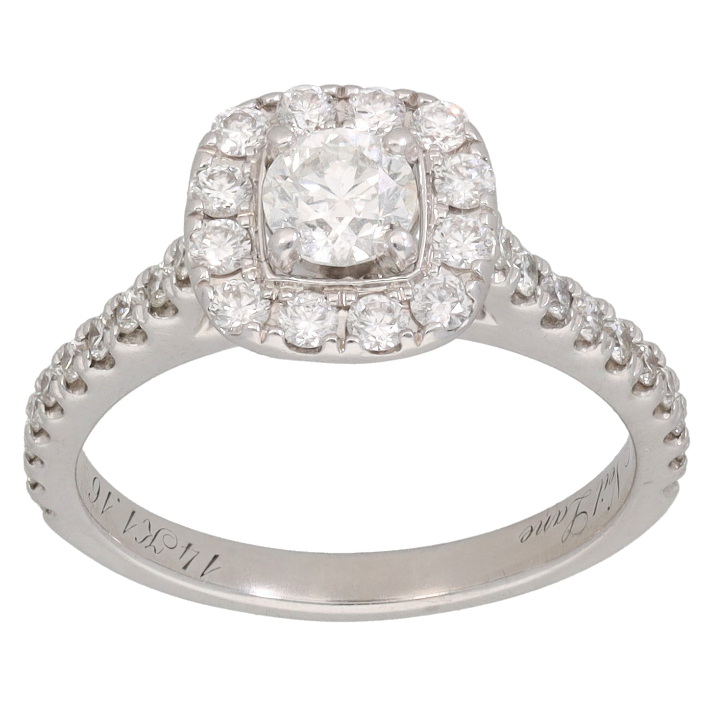 14ct White Gold 1.16ct Diamond Halo Ring Size O