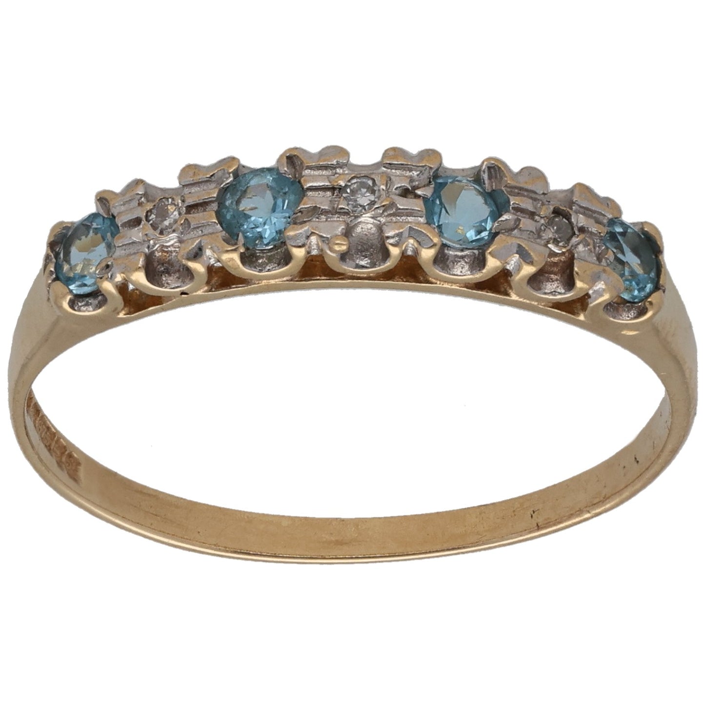9ct Gold Topaz & 0.015ct Diamond Half Eternity Ring Size O