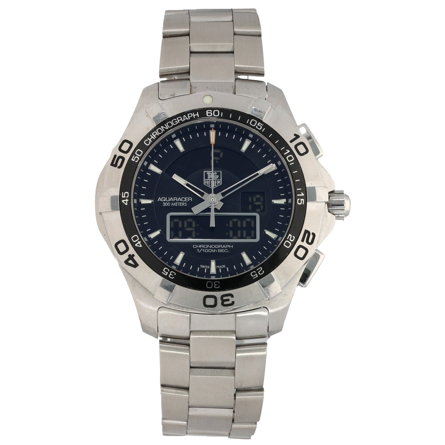 Tag Heuer Aquaracer CAF1010, black dial, didgital display, link bracelet