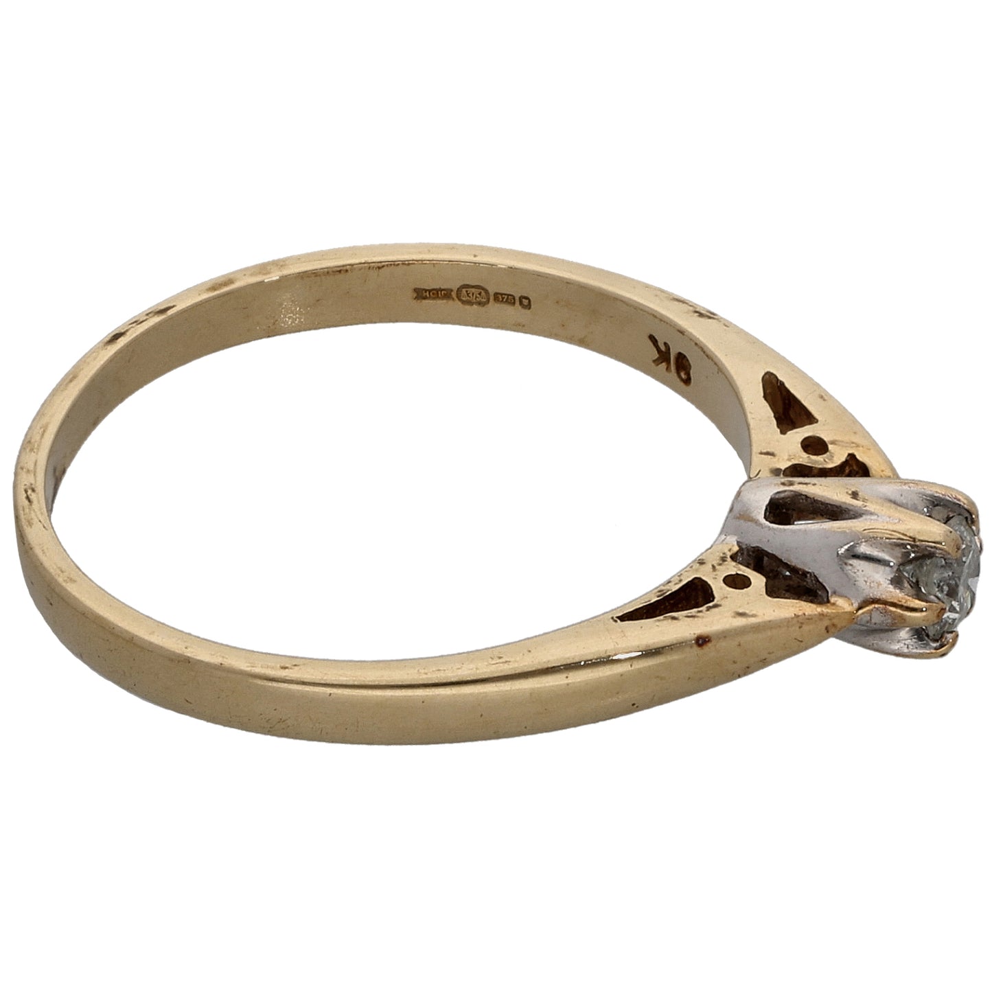 9ct Gold 0.10ct Diamond Solitaire Ring Size M