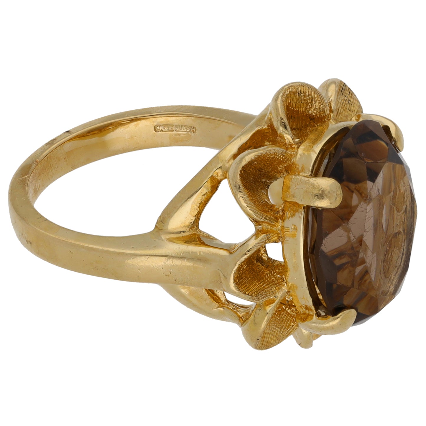 9ct Gold Smoky Quartz Single Stone Ring Size L
