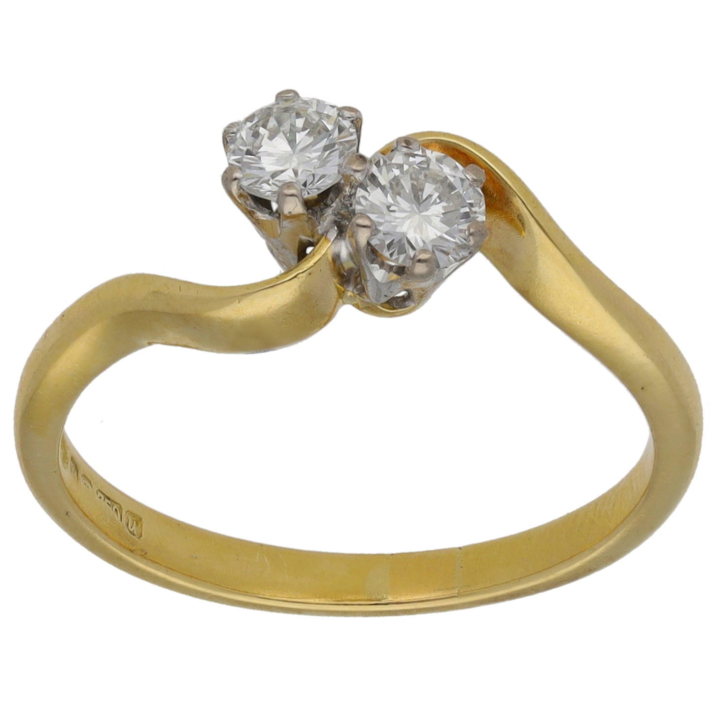 18ct Gold 0.40ct Diamond Two Stone Ring Size M