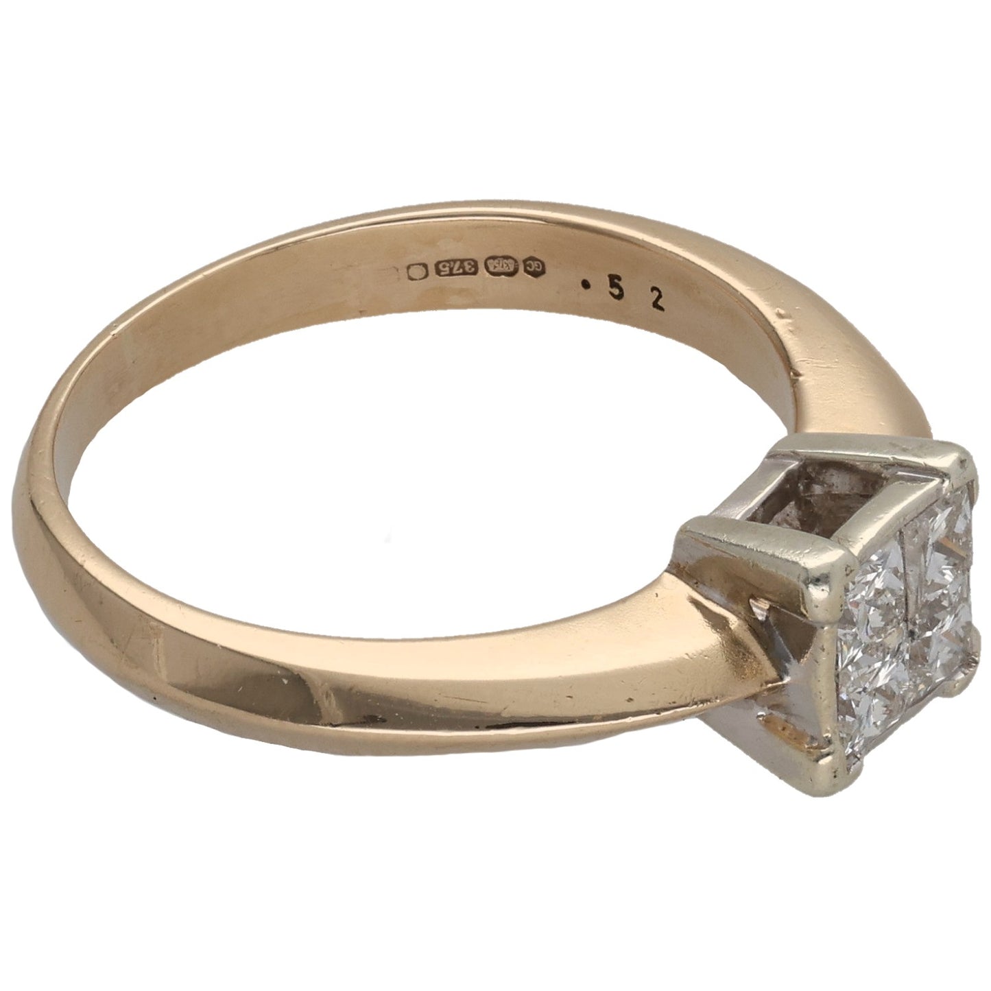 9ct Gold 0.52ct Diamond Cluster Ring Size Q