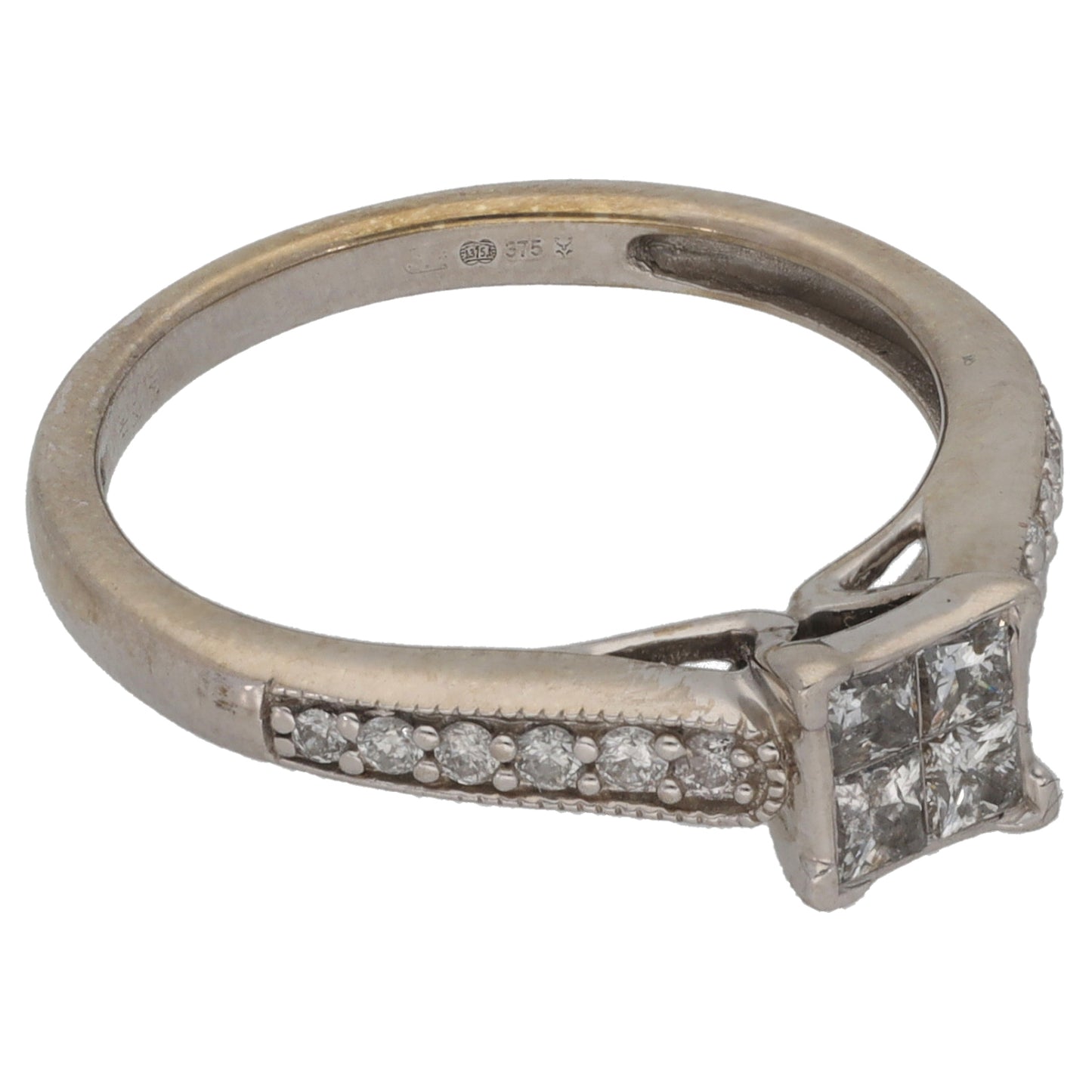 9ct White Gold 0.40ct Diamond Cluster Ring Size L