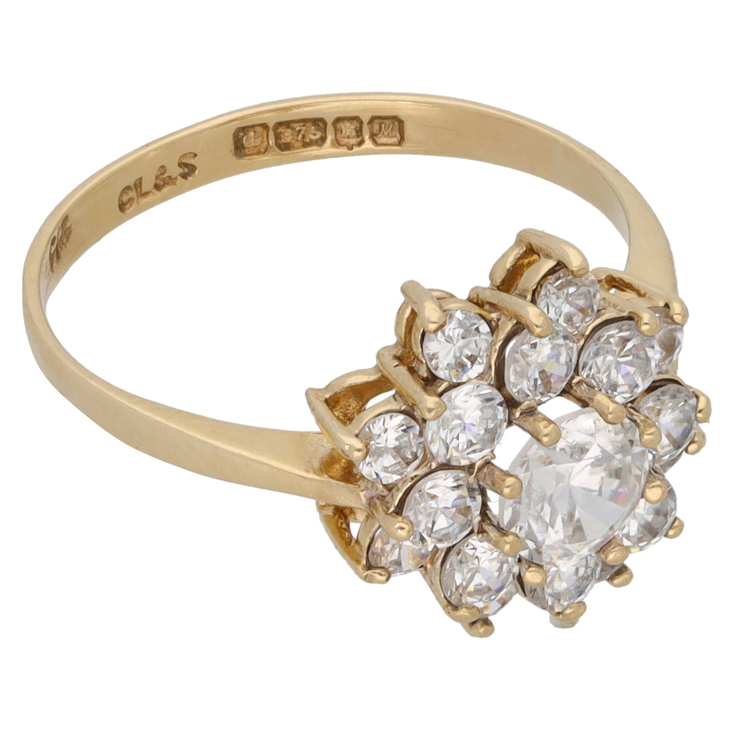 9ct Gold Cubic Zirconia Cluster Ring Size N