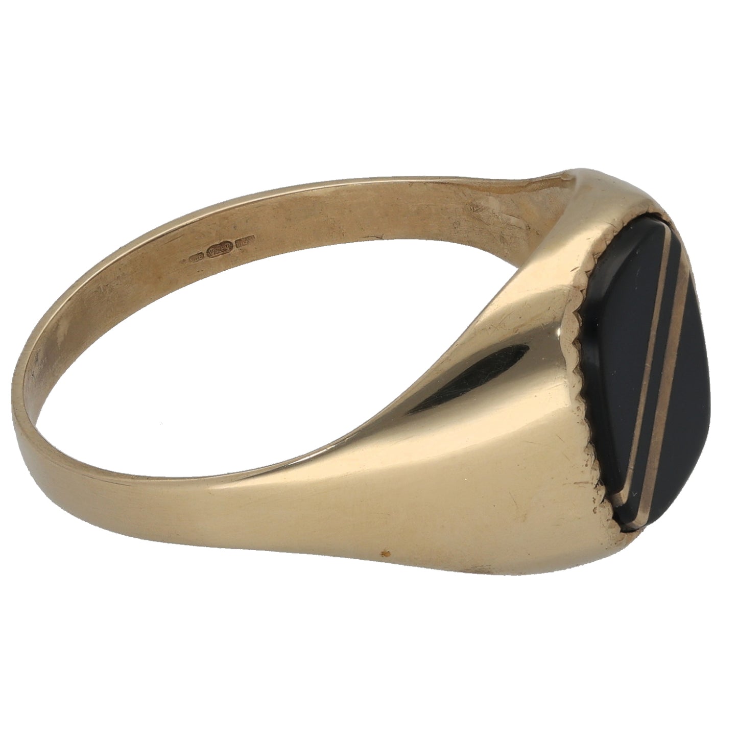 9ct Gold Onyx Single Stone Signet Ring Size Z