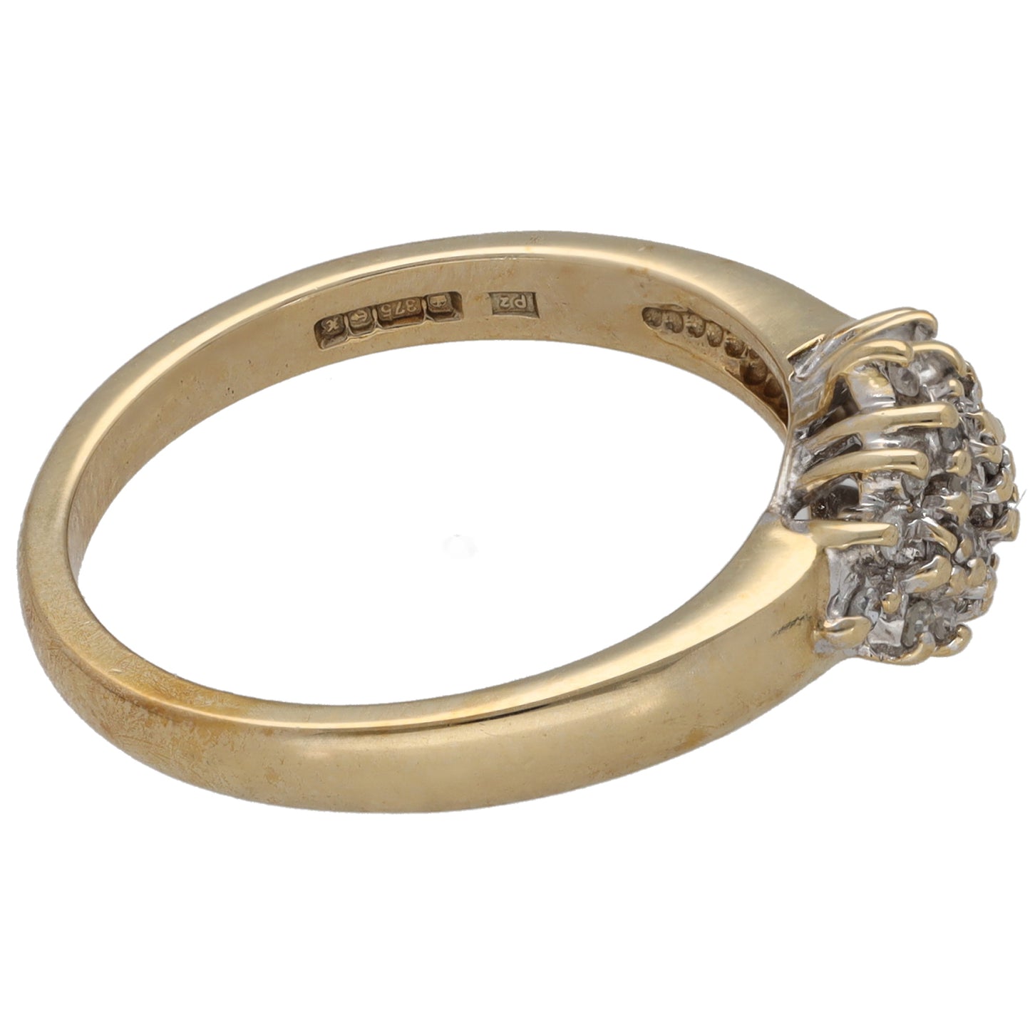 9ct Gold 0.18ct Diamond Cluster Ring Size O