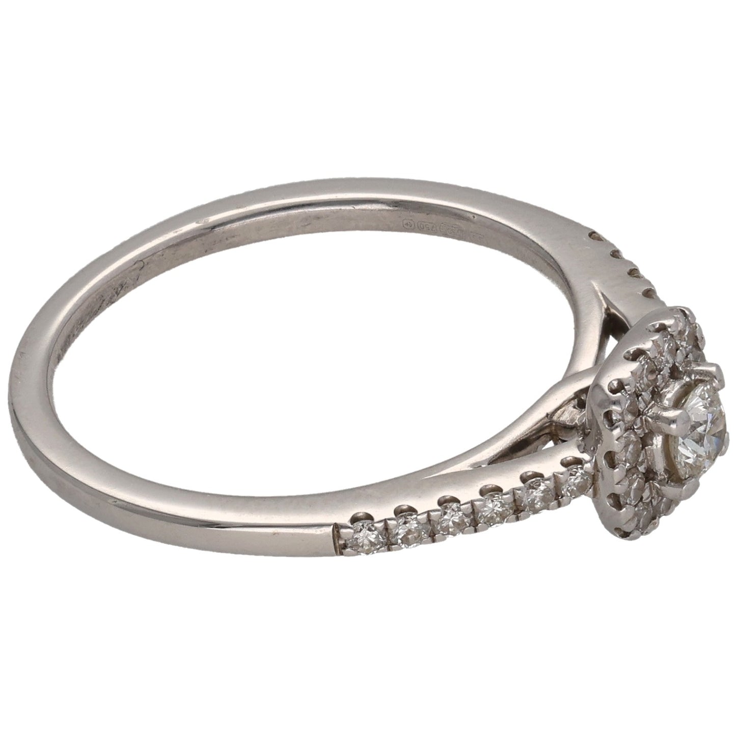 18ct White Gold 0.52ct Diamond Halo Ring Size P