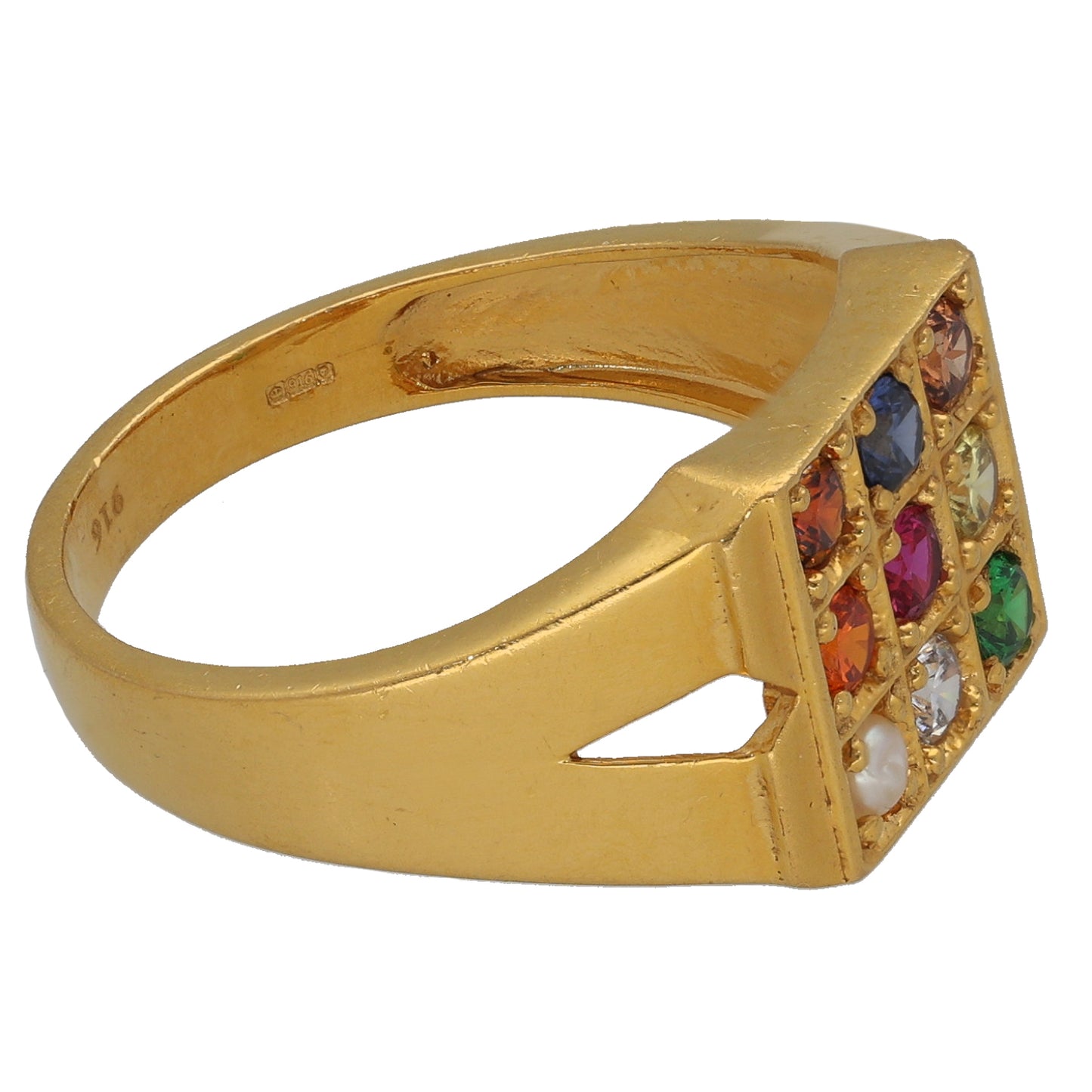 22ct Gold Imitation Patterned Signet Ring Size T