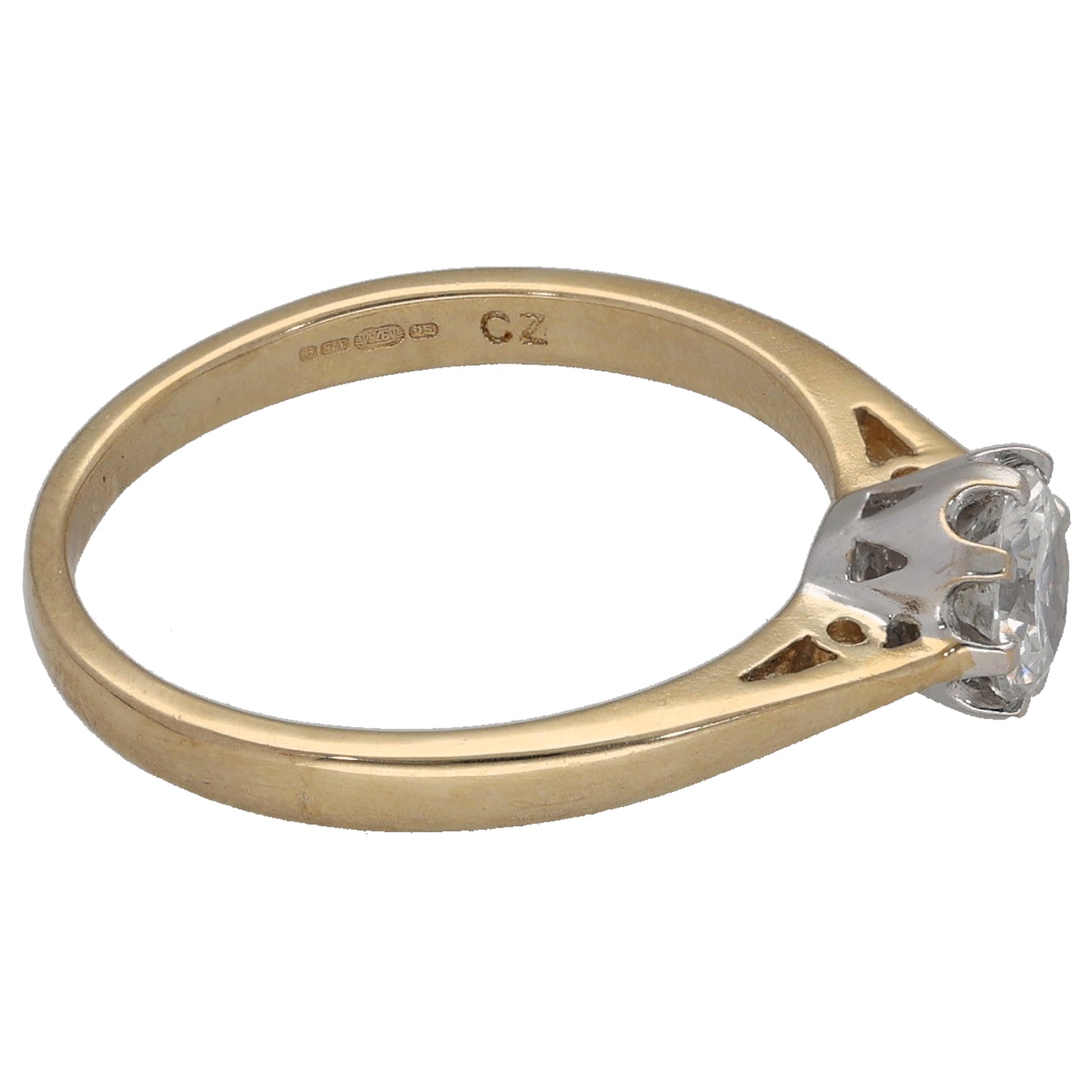 9ct Gold Cubic Zirconia Single Stone Ring Size L