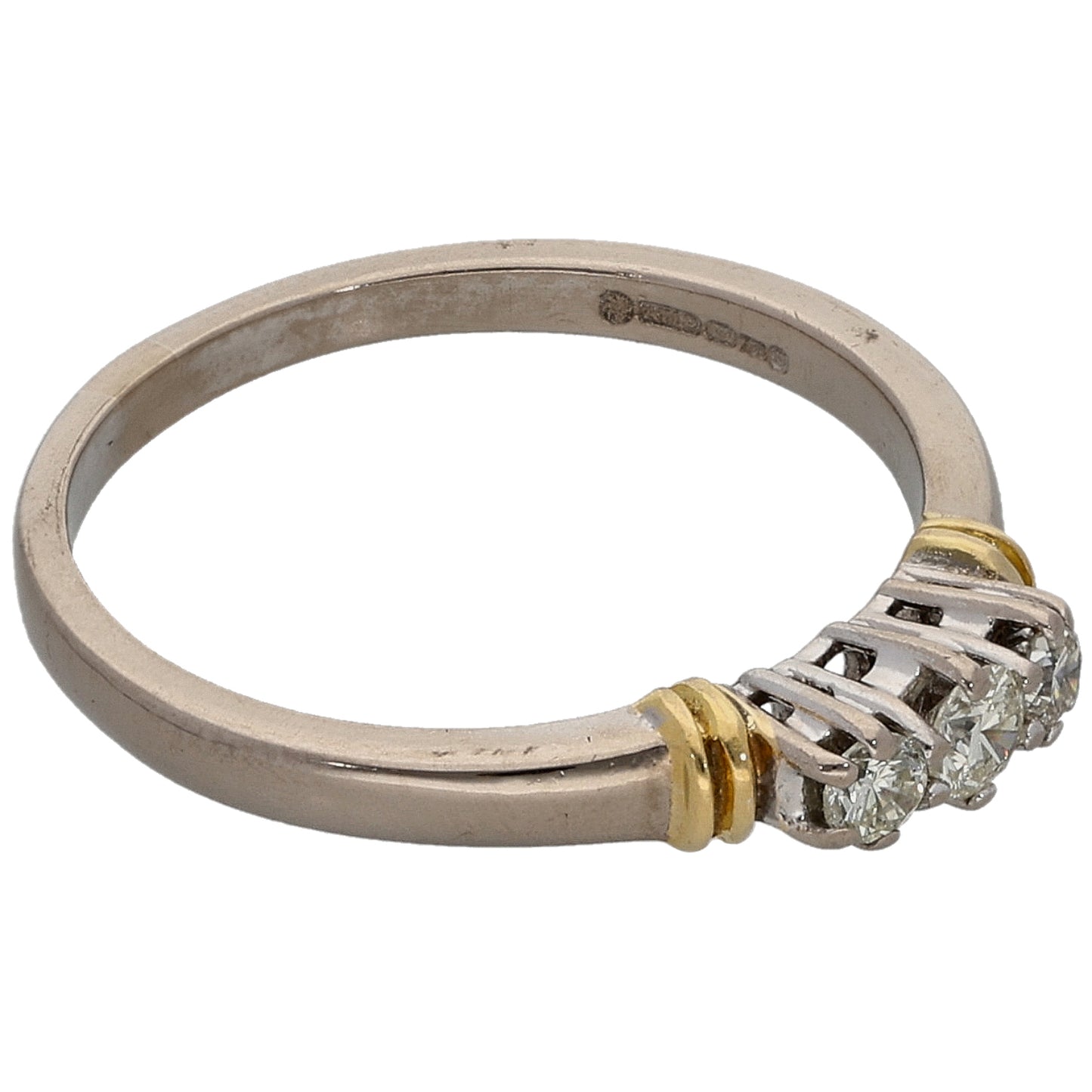 18ct Bicolour Gold 0.25ct Diamond Trilogy Ring Size R