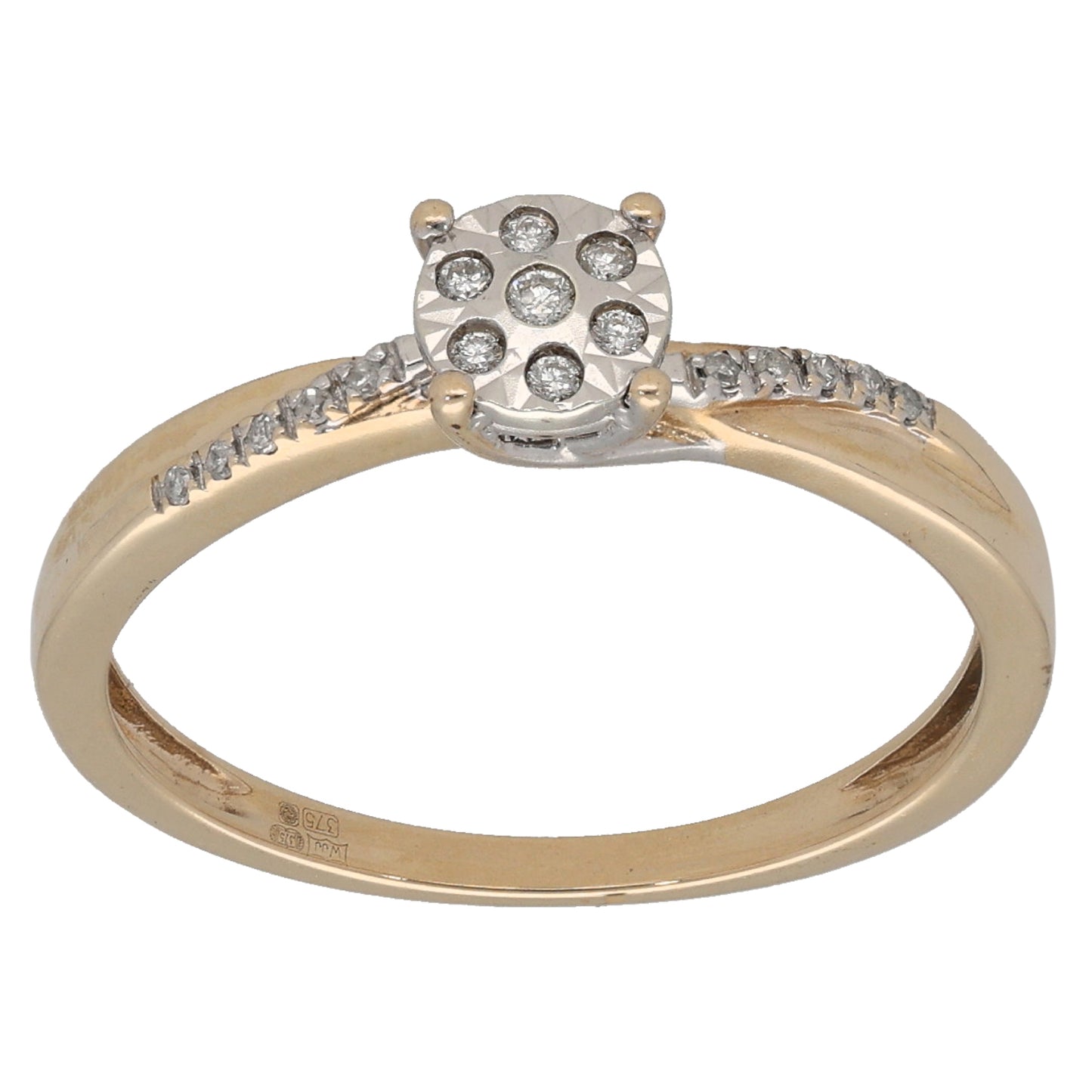 9ct Bicolour Gold 0.10ct Diamond Dress/Cocktail Ring Size P