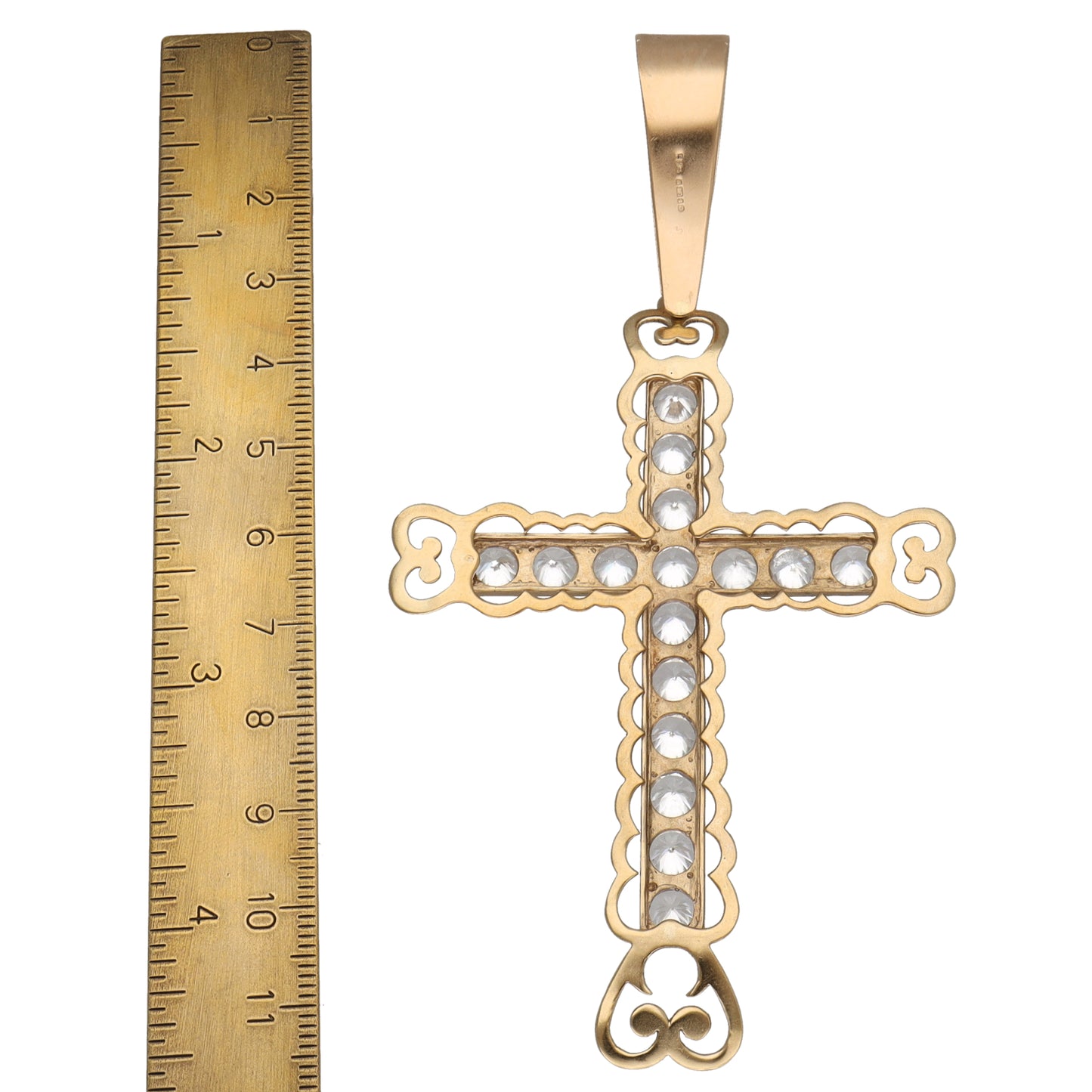 9ct Gold Cubic Zirconia Cross Pendant