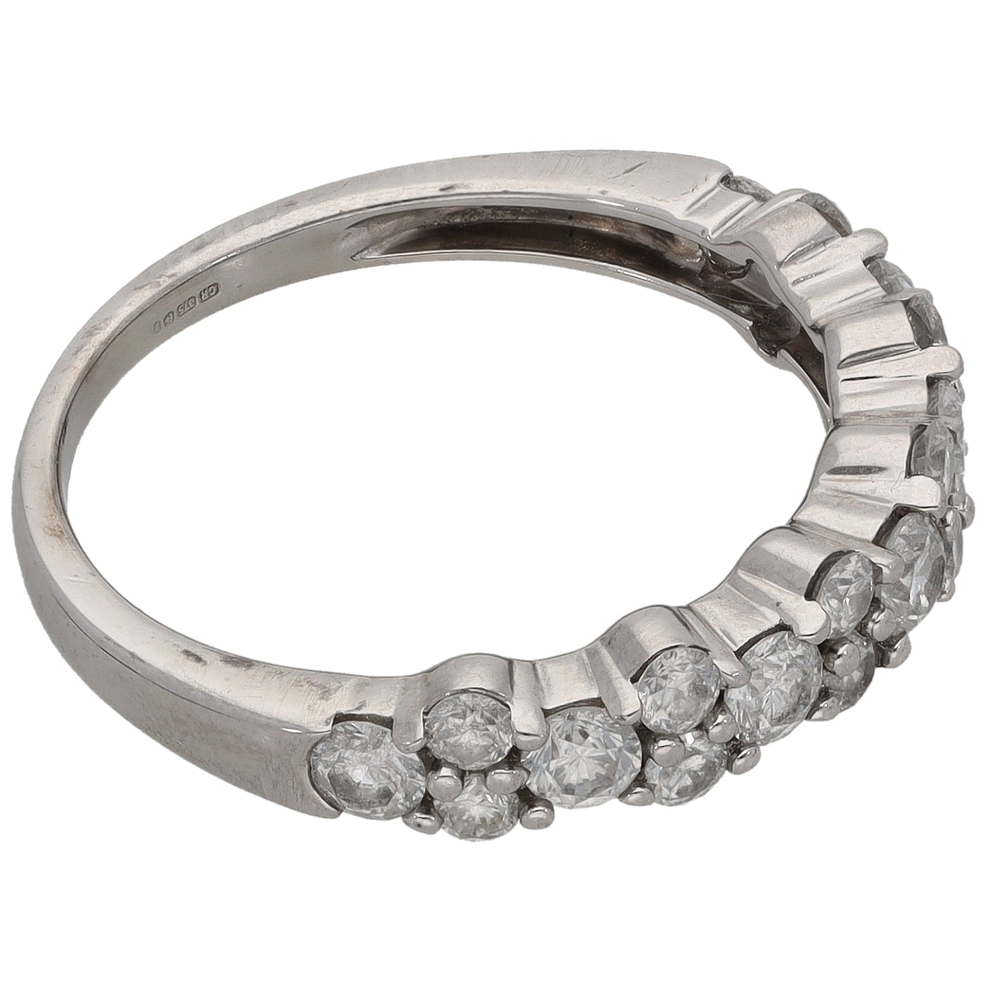 9ct White Gold 0.99ct Diamond Half Eternity Ring Size N