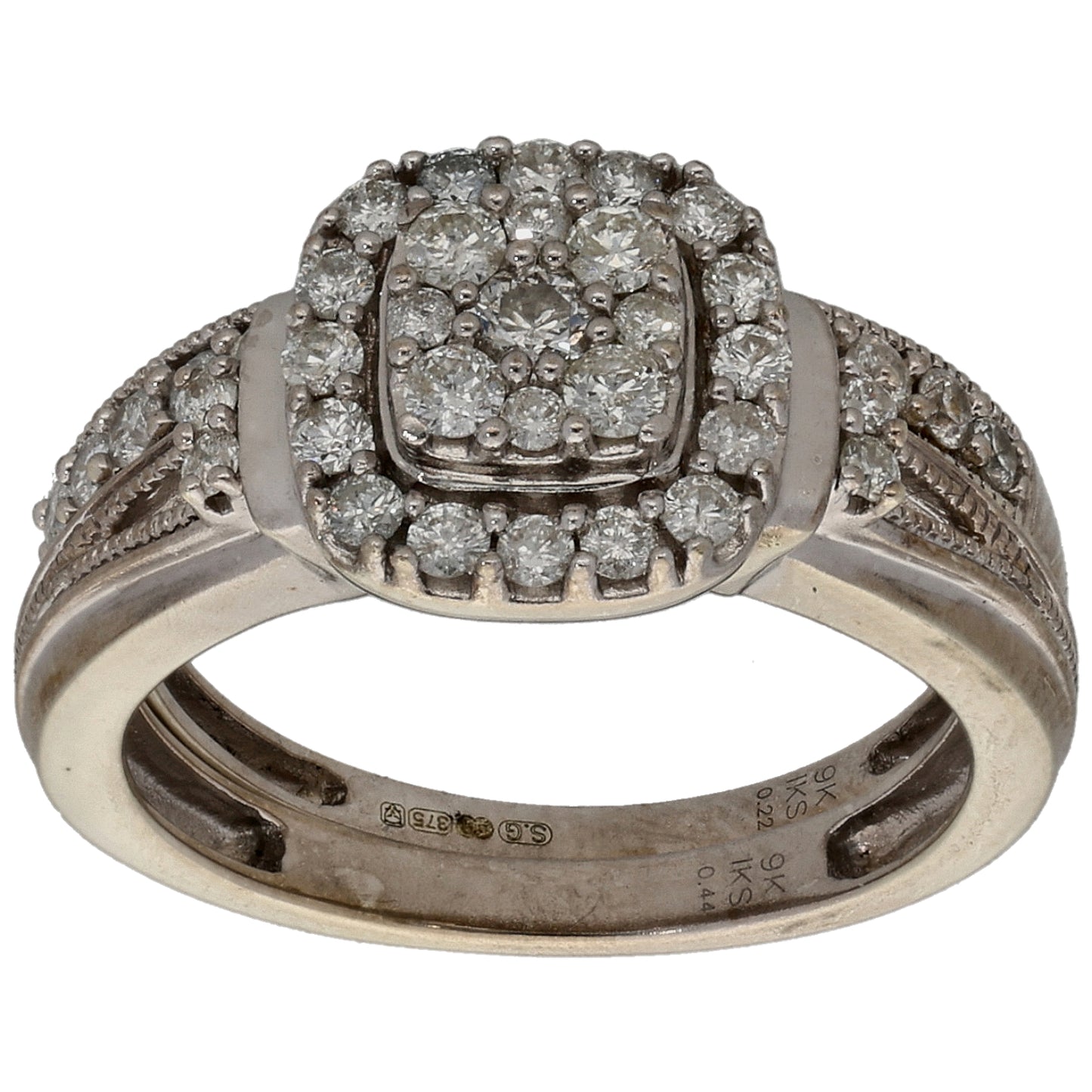 9ct White Gold 0.66ct Diamond Ring Set Size K