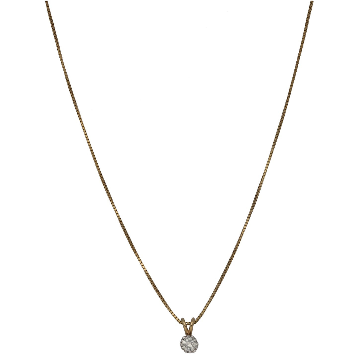 9ct Gold 0.30ct Diamond Solitaire Pendant With Chain
