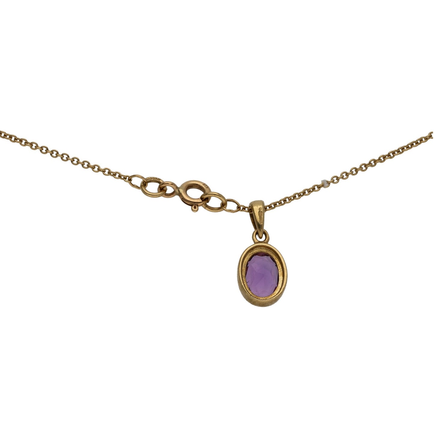 9ct Gold Amethyst Single Stone Pendant With Chain