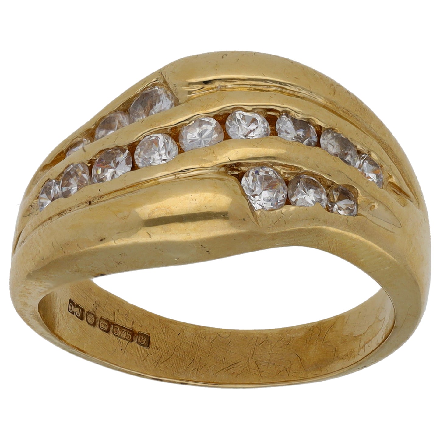 9ct Gold Cubic Zirconia Dress/Cocktail Ring Size P