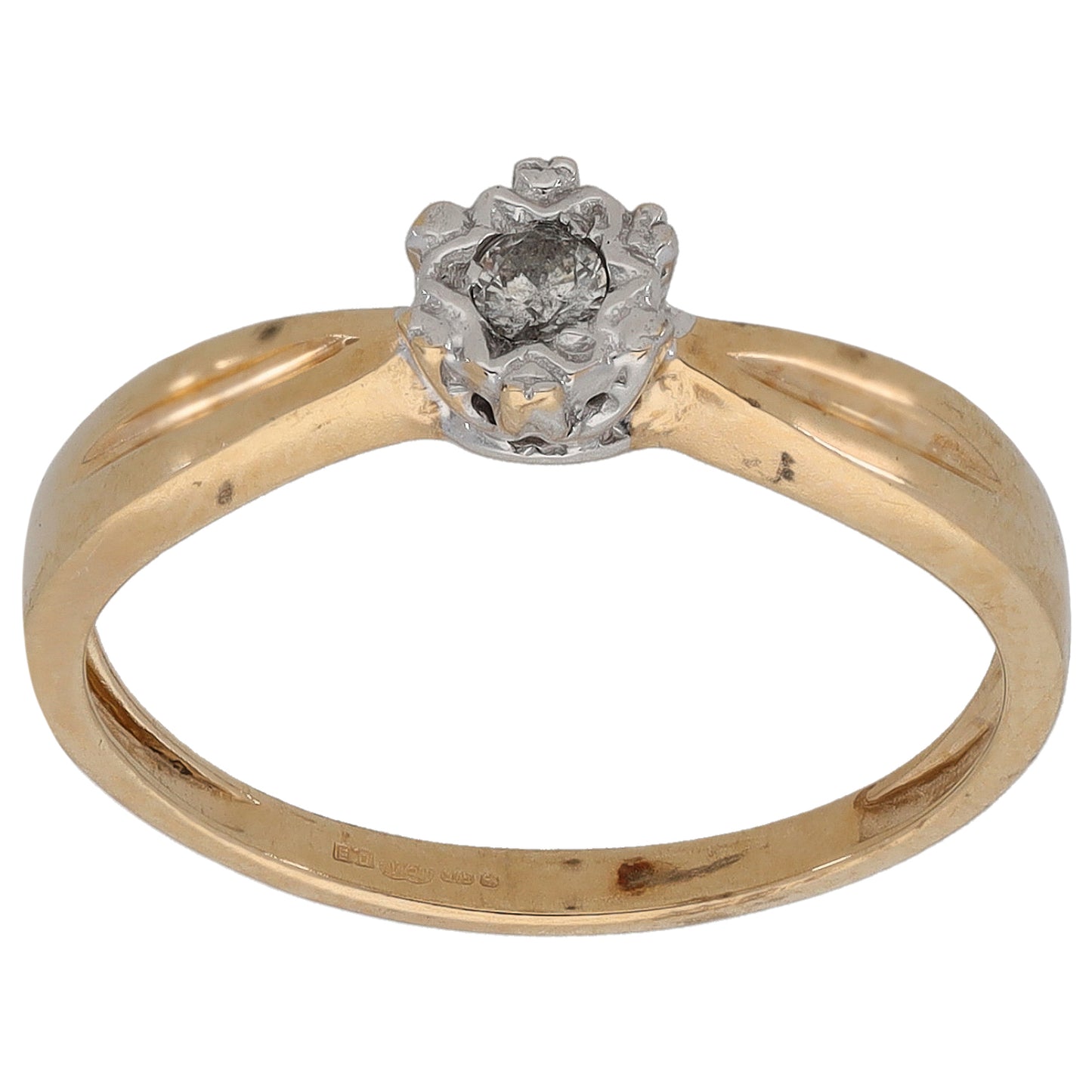 9ct Gold 0.05ct Diamond Solitaire Ring Size K