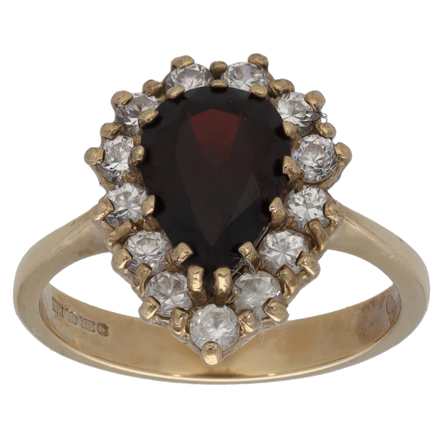 9ct Gold Garnet & Cubic Zirconia Dress/Cocktail Ring Size N