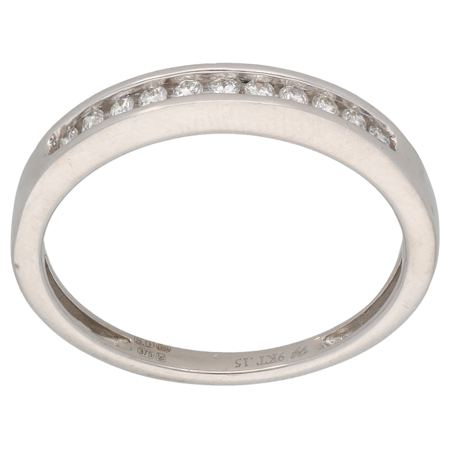 9ct White Gold 0.15ct Diamond Half Eternity Ring Size N