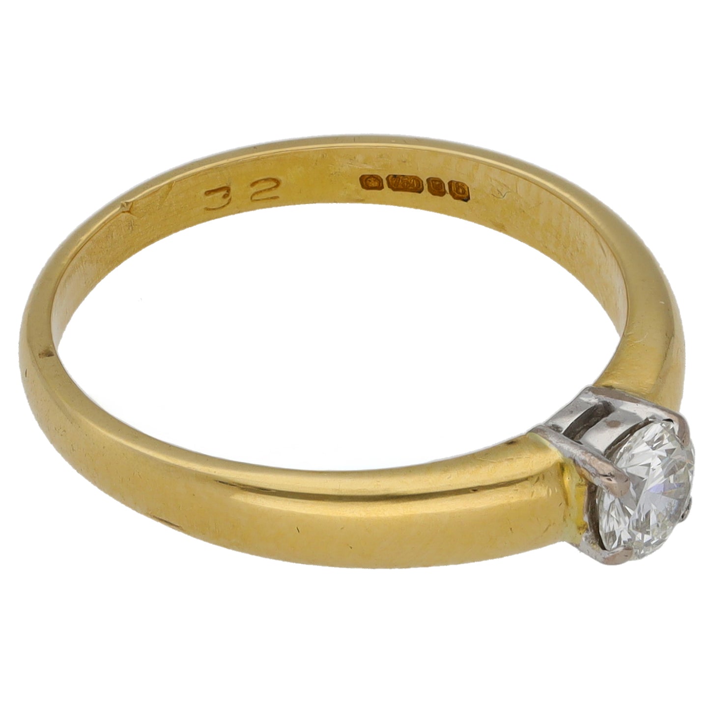 18ct Gold 0.32ct Diamond Solitaire Ring Size N