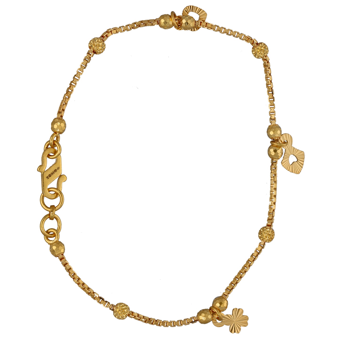 New 22ct Gold Bead & Charm Bracelet