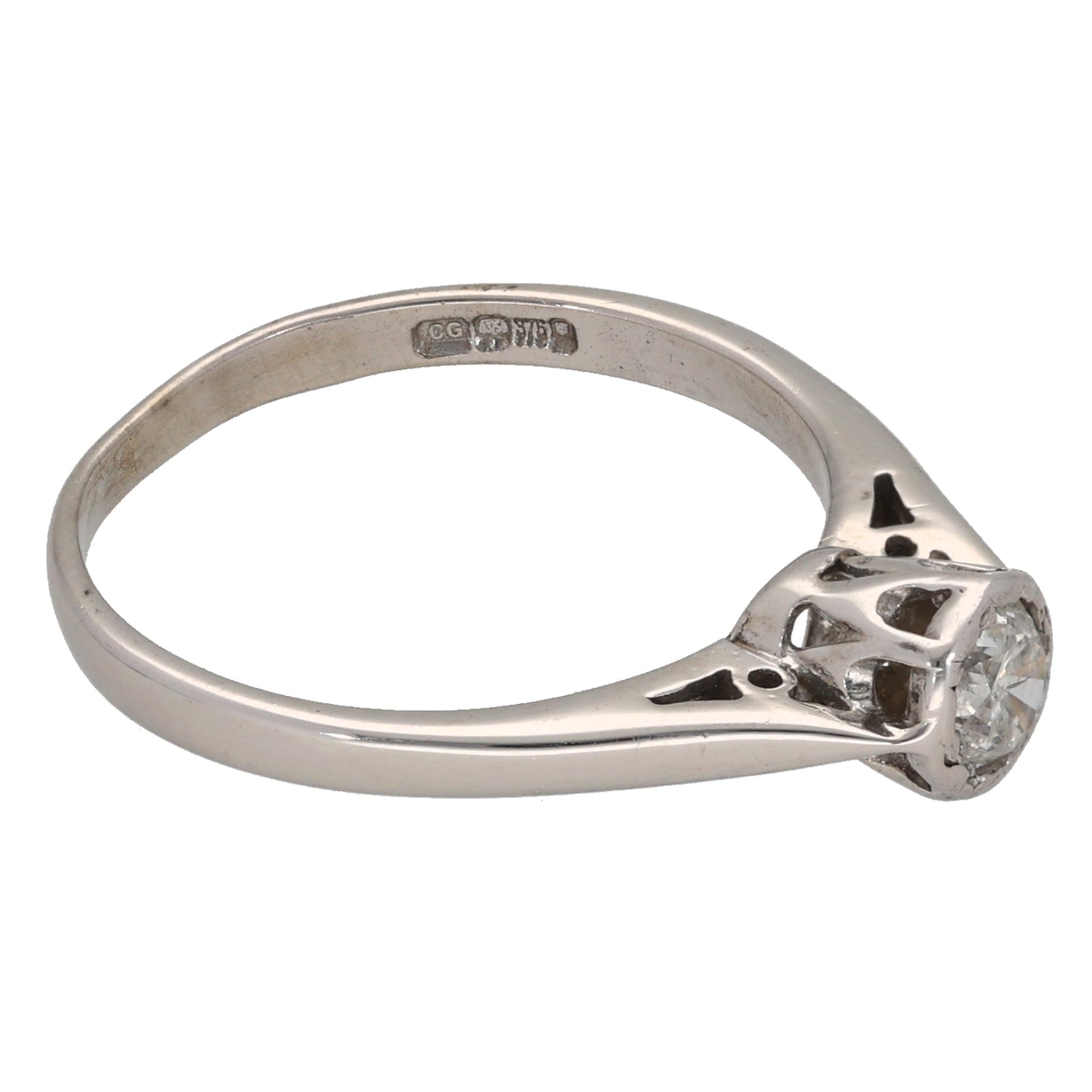 9ct White Gold 0.25ct Diamond Solitaire Ring Size M