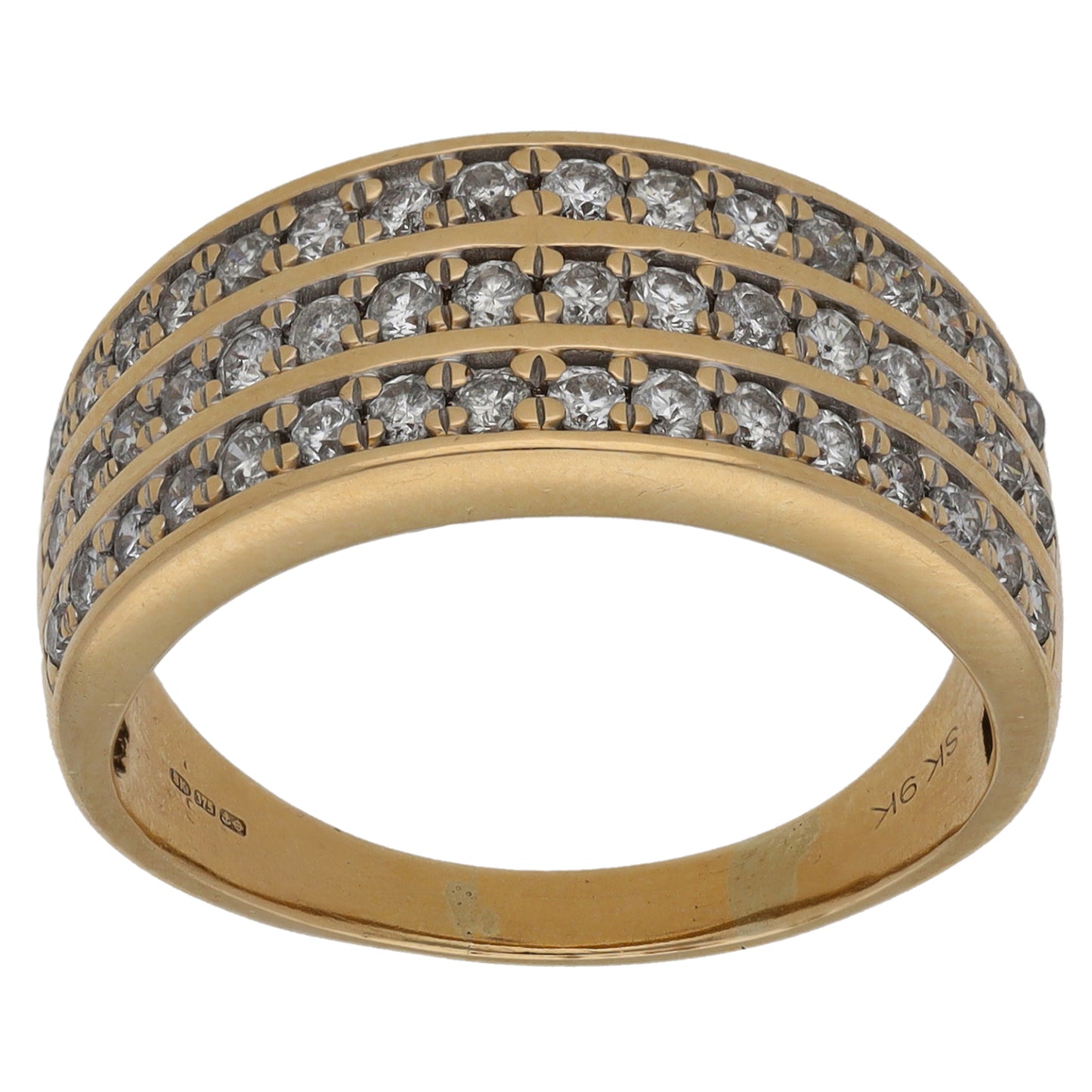 9ct Gold 0.96ct Diamond Dress/Cocktail Ring Size R