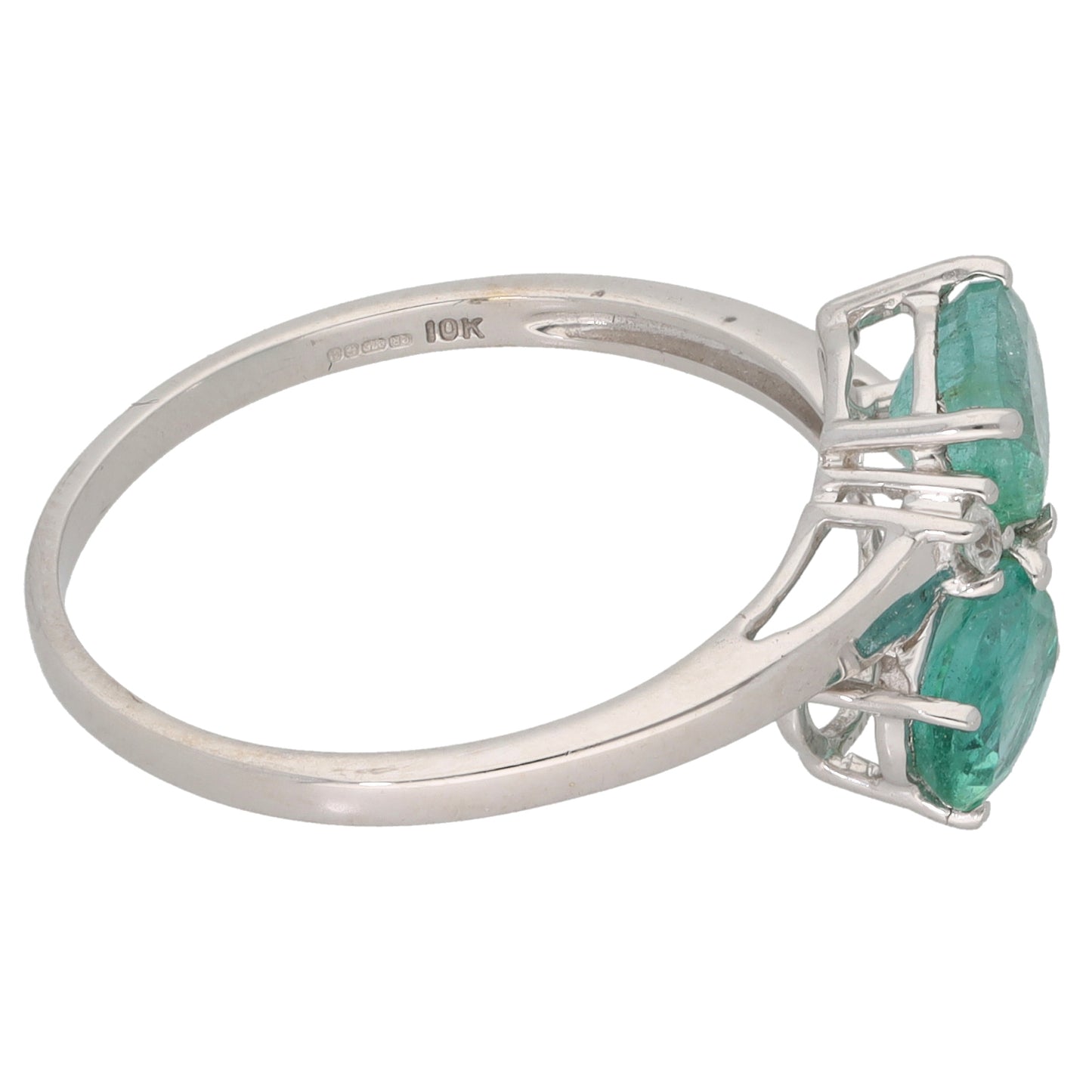 9ct White Gold Emerald & Imitation Dress/Cocktail Ring Size R