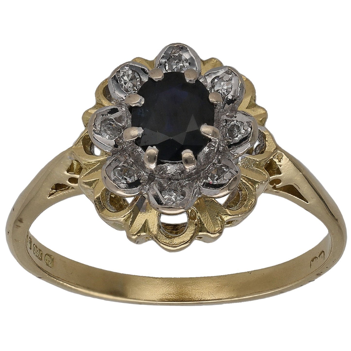 18ct Gold 0.08ct Diamond & Sapphire Dress/Cocktail Ring Size Q