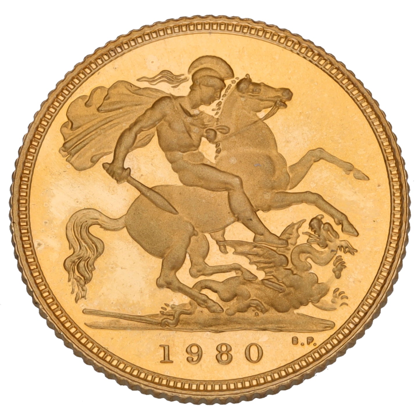 22ct Gold Queen Elizabeth II Half Sovereign Coin 1980