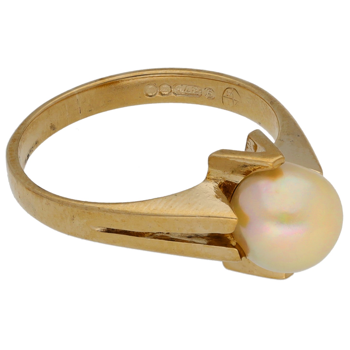 9ct Gold Cultured Pearl Single Stone Ring Size K