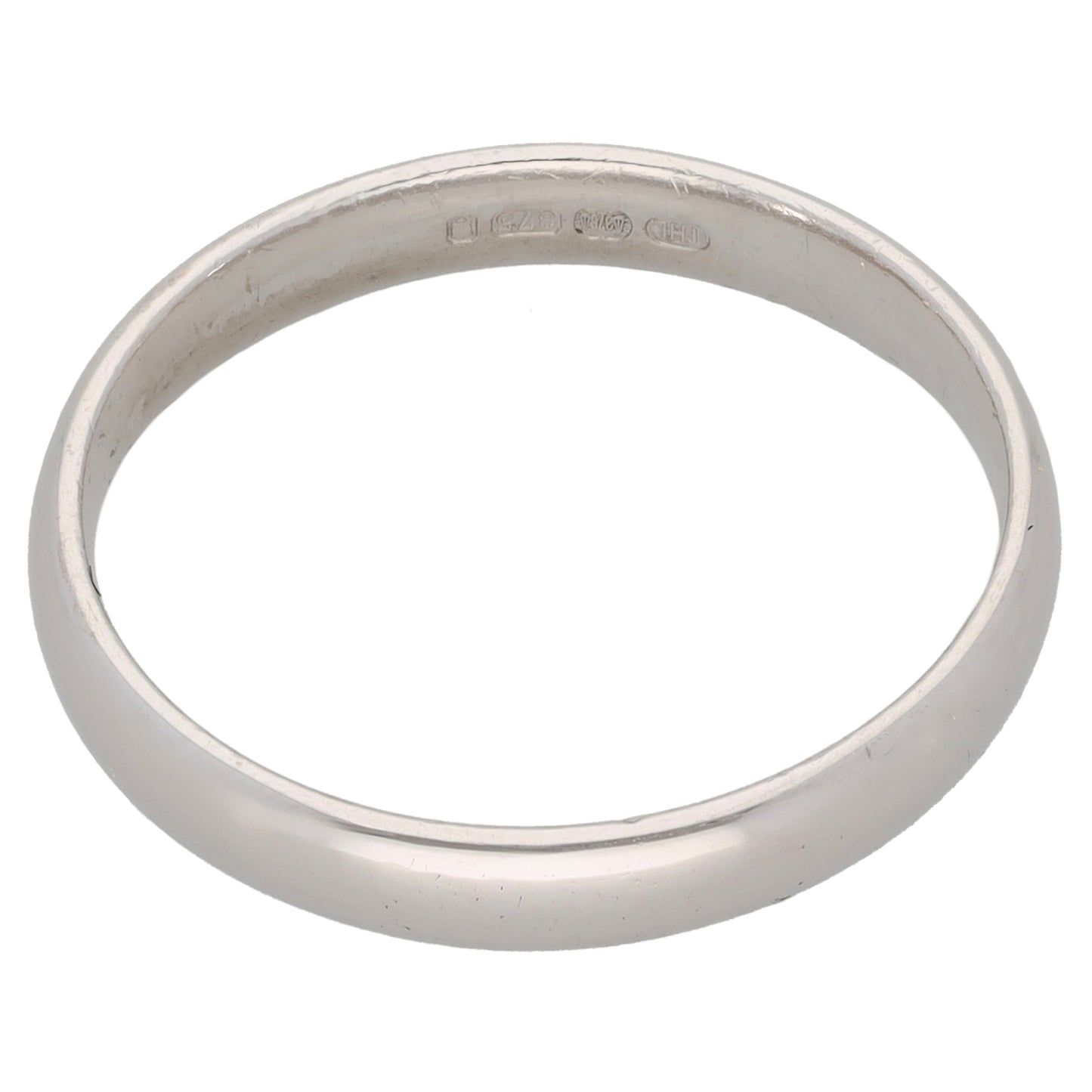 9ct White Gold Plain Wedding Ring Size R