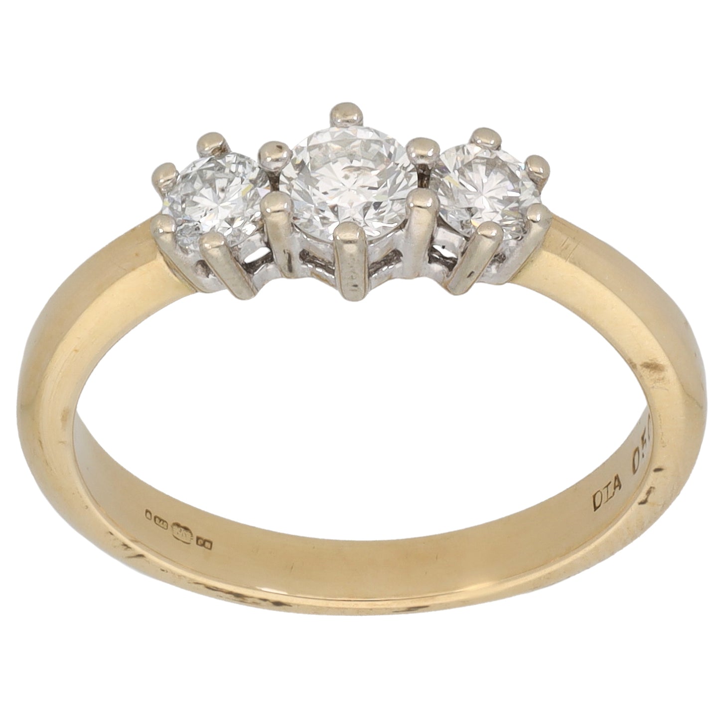 9ct Gold 0.14ct Diamond Trilogy Ring Size M