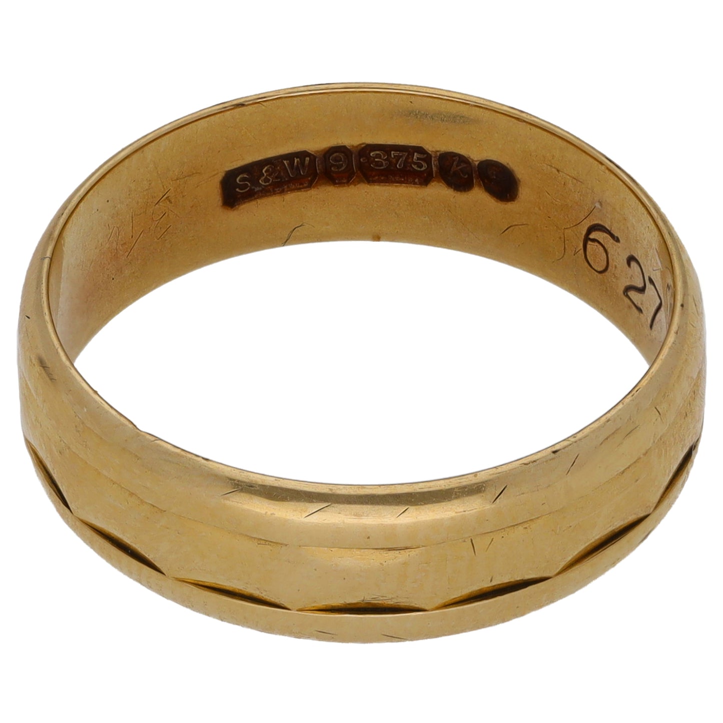 9ct Gold Patterned Wedding Ring Size O