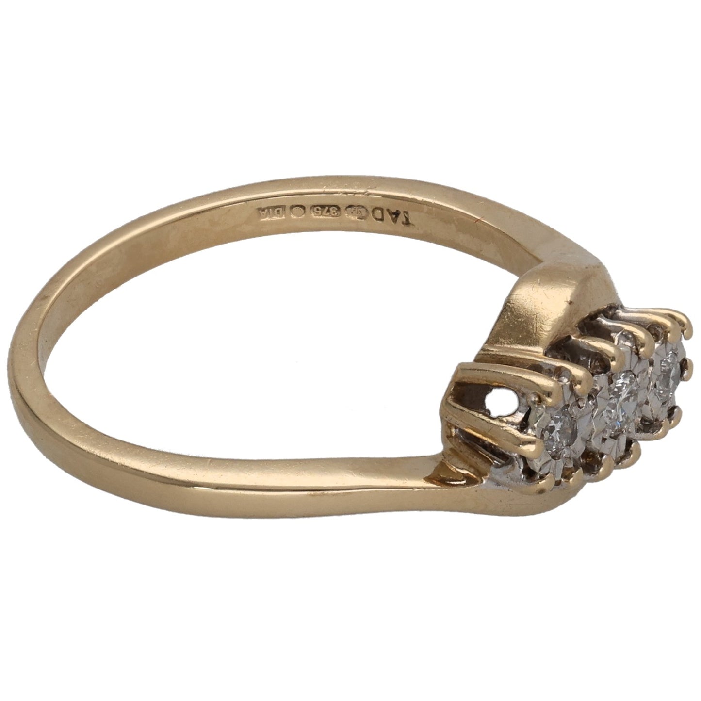 9ct Gold 0.10ct Diamond Trilogy Ring Size O