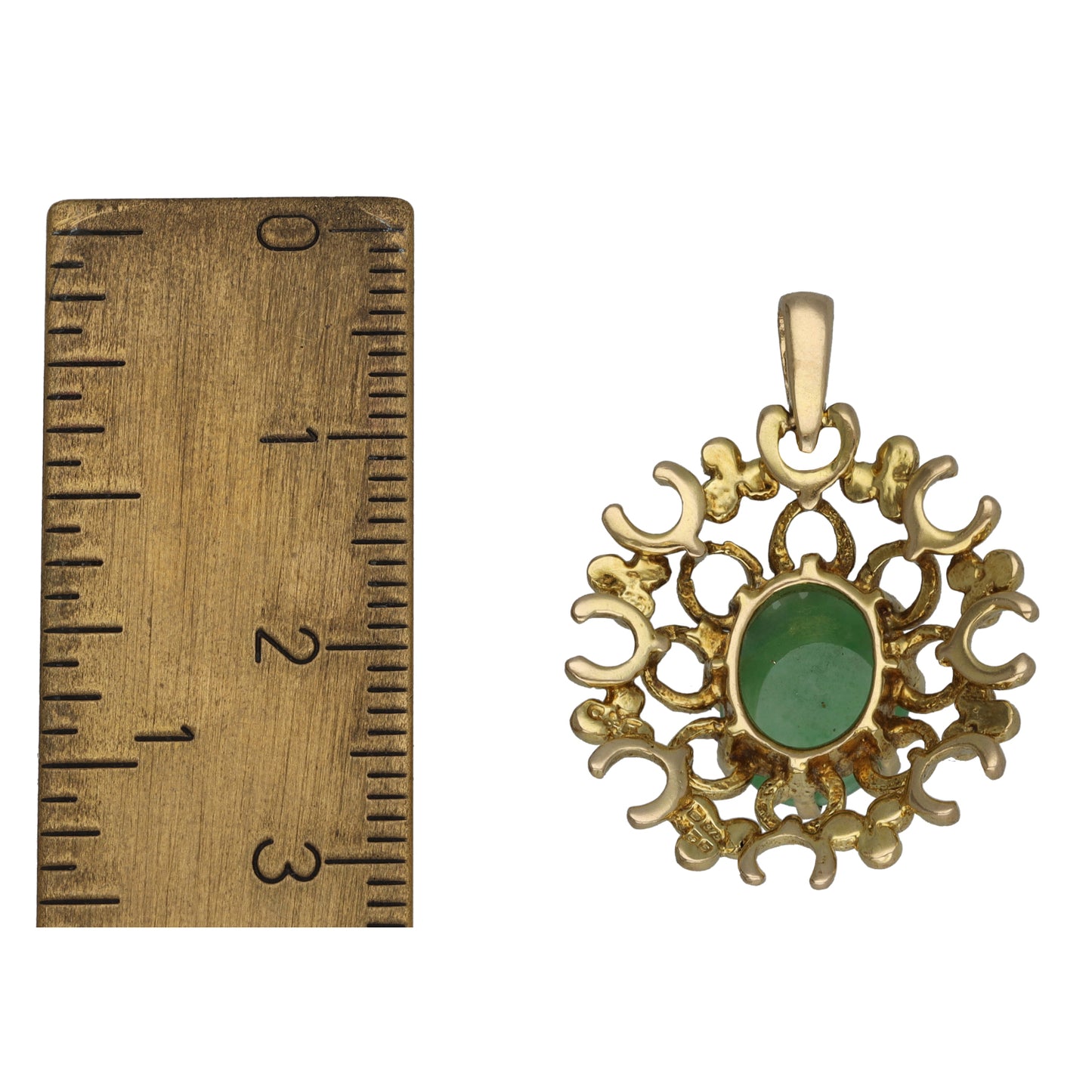 9ct Gold Jade Single Stone Pendant