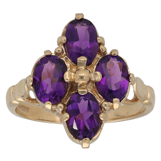 9ct Gold Amethyst Dress/Cocktail Ring Size K