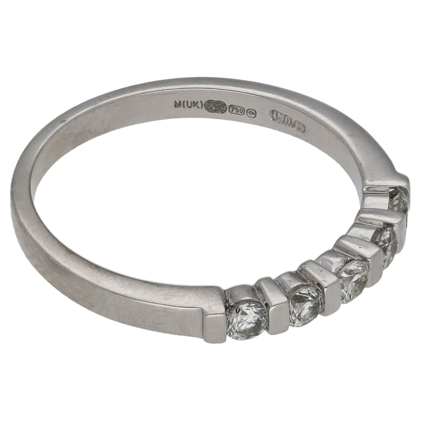 18ct White Gold 0.35ct Diamond Half Eternity Ring Size O